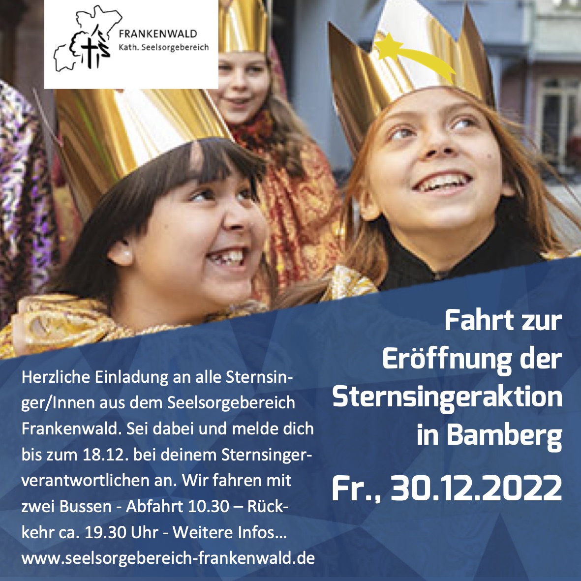 Flyer Fahrt zur Diözesanen Eröffnung der Sternsingeraktion 2023 nach Bamberg